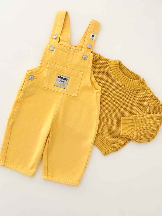 Ensemble Salopette BEYOND et Pull Tricot Jaune