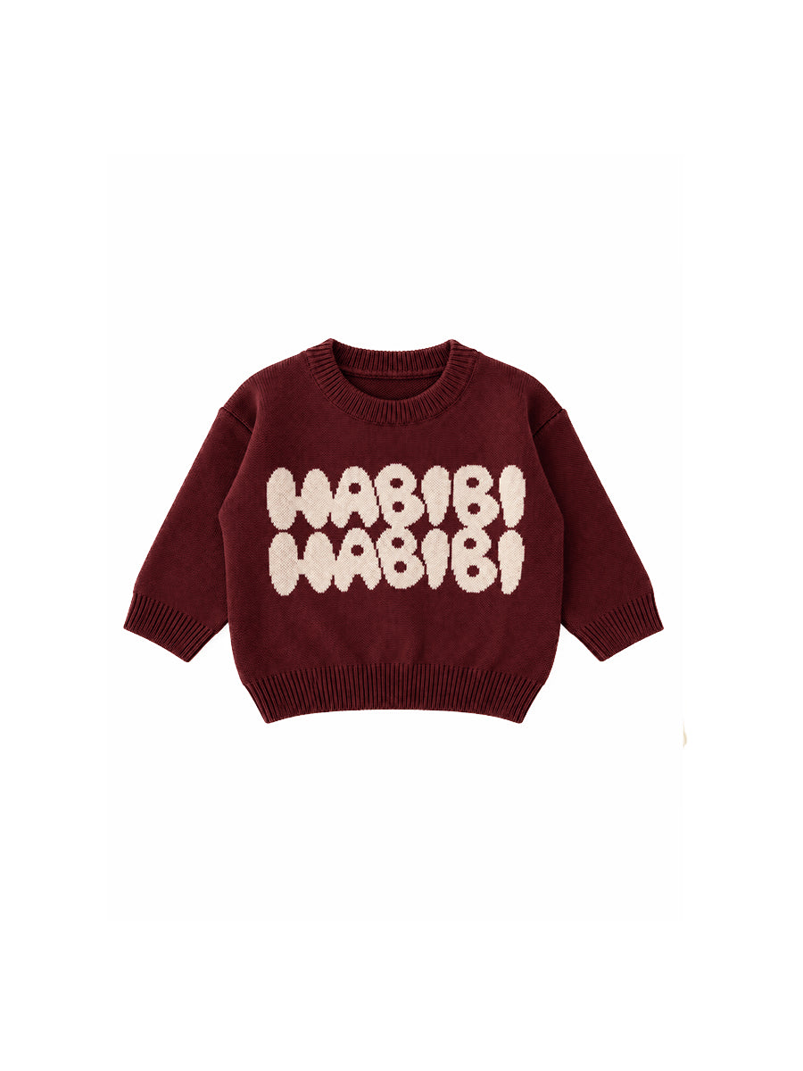 Pull Tricot Habibi Burgundy/Écru