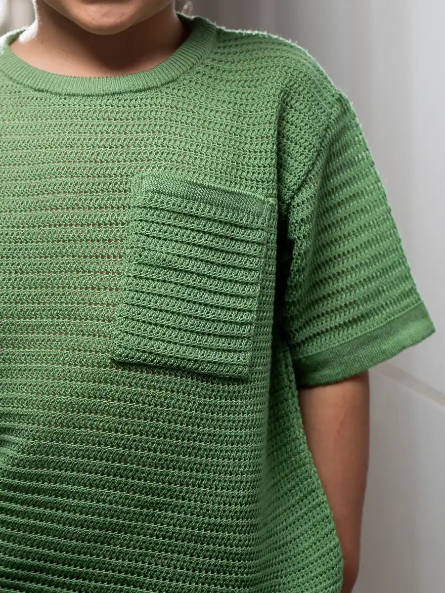 Pull en Maille Ajourée Vert