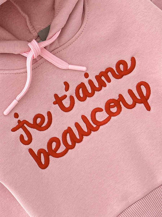 Hoodie Je t'aime beaucoup Rose