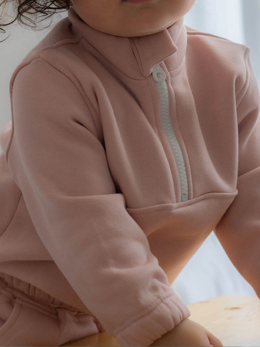 Ensemble Zip en Molleton Rose