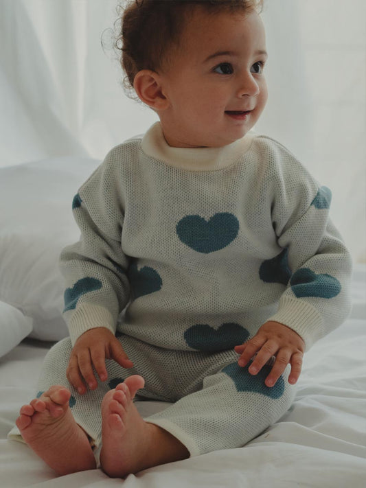 Ensemble Cœur Bleu Tricot V1