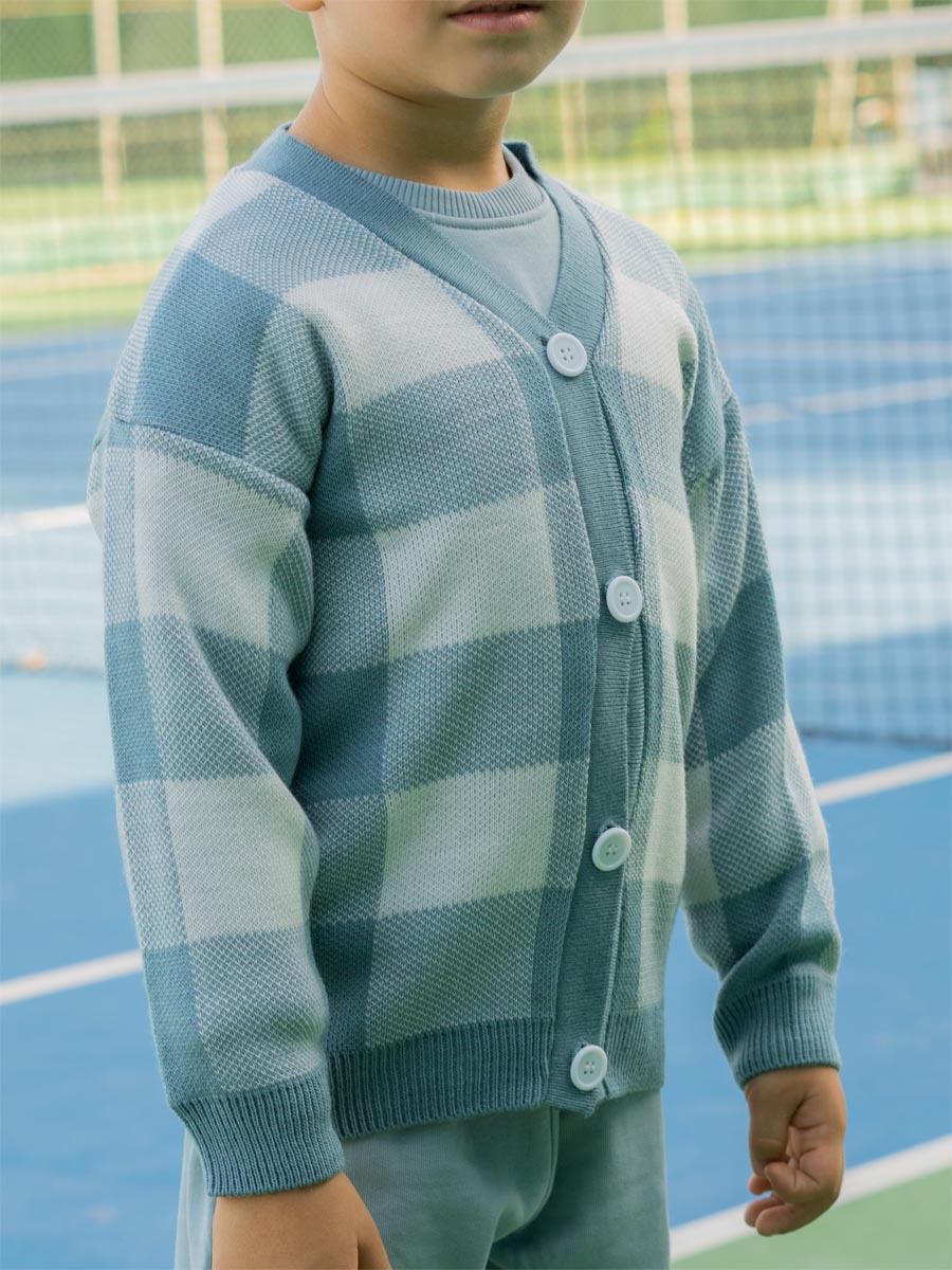 Gilet carreaux Bleu V1