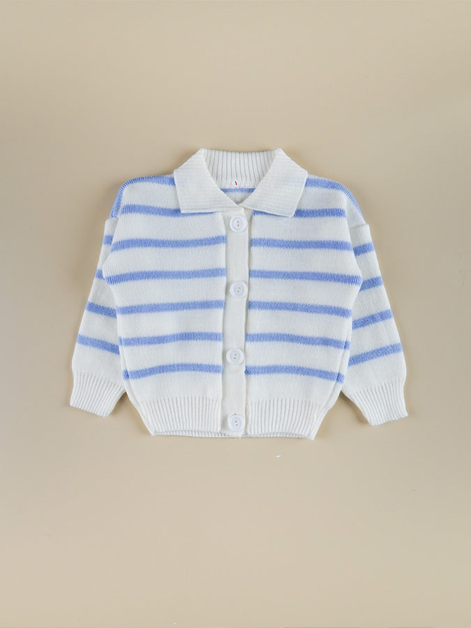 Gilet tricot rayé Bleu ciel V1