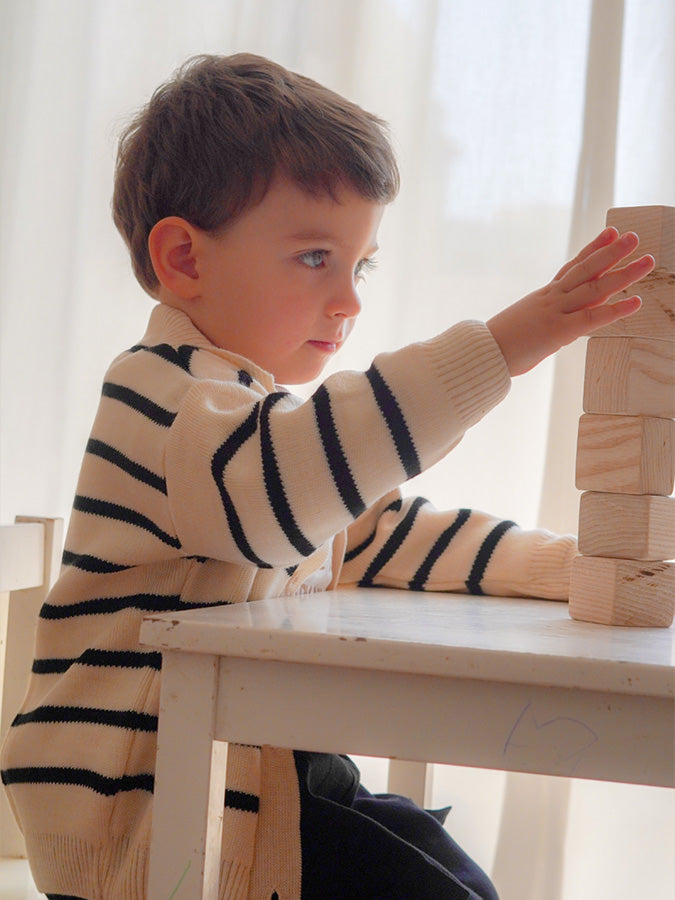 Gilet tricot rayé Noir V1