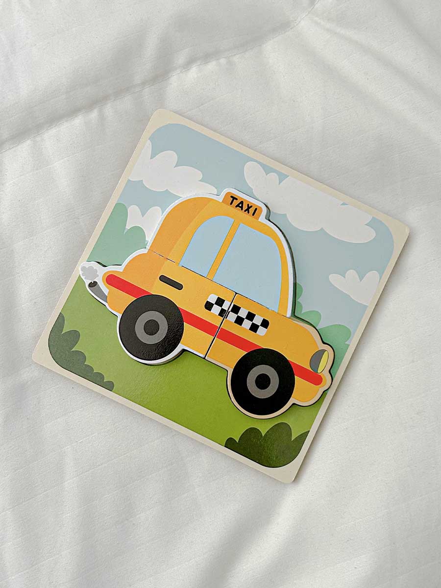 Puzzle en Bois – Taxi Jaune