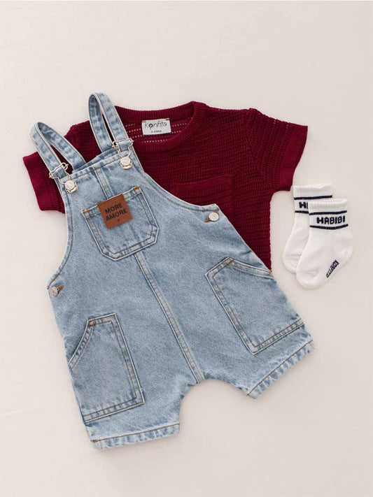 Pack Salopette Blue & Burgundy ( 3 articles )