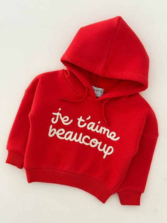 Hoodie Je t'aime beaucoup Rouge