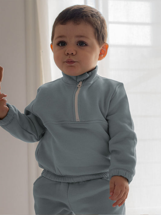 Ensemble Zip en Molleton Bleu