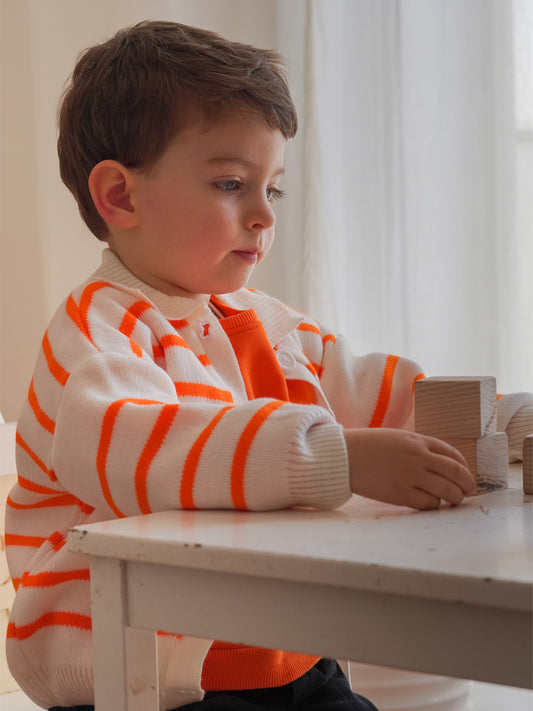 Gilet tricot rayé Orangé