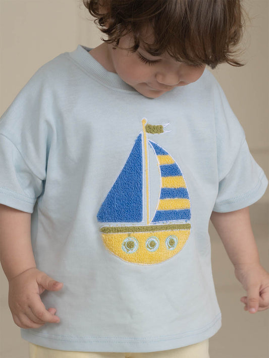 Pull Bleu Ciel Bateau