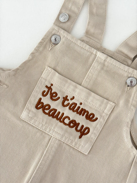 Salopette Beige Je t'aime beaucoup
