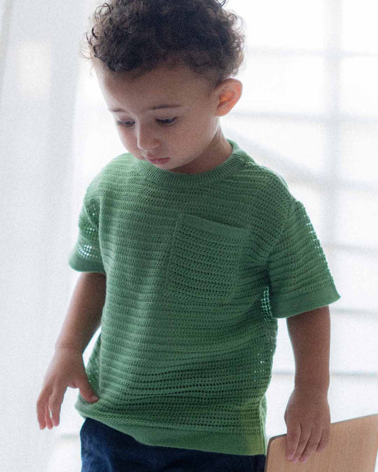 Pull en Maille Ajourée Vert