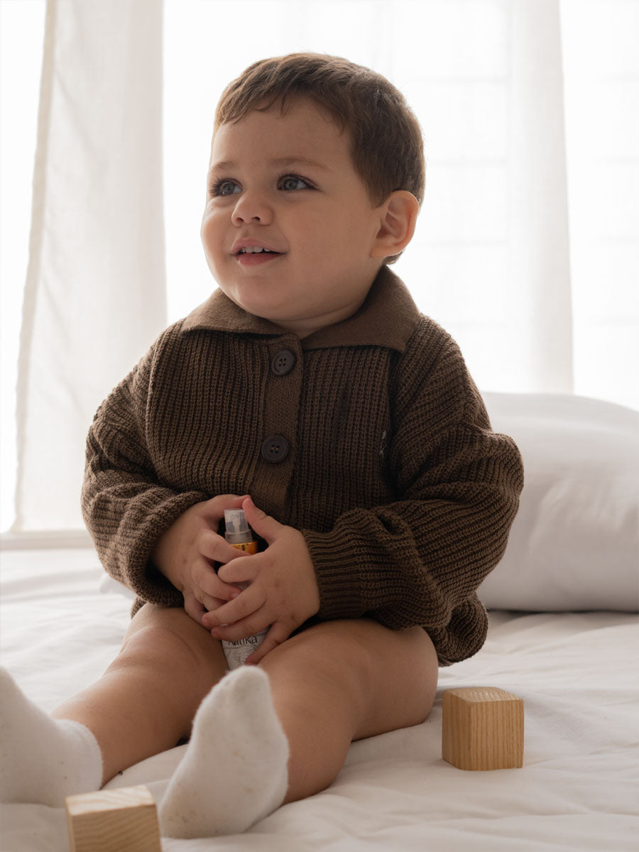 Gilet tricot Cœur Garçon Marron