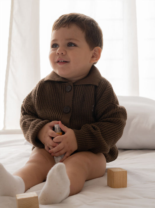 Gilet tricot Cœur Garçon Marron