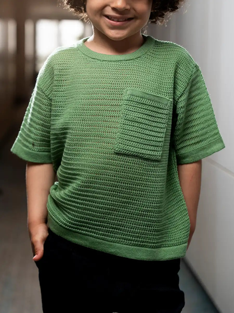 Pull en Maille Ajourée Vert
