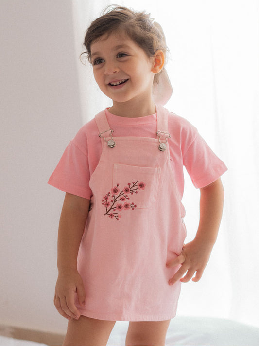 Salopette en Jean Rose Brodé