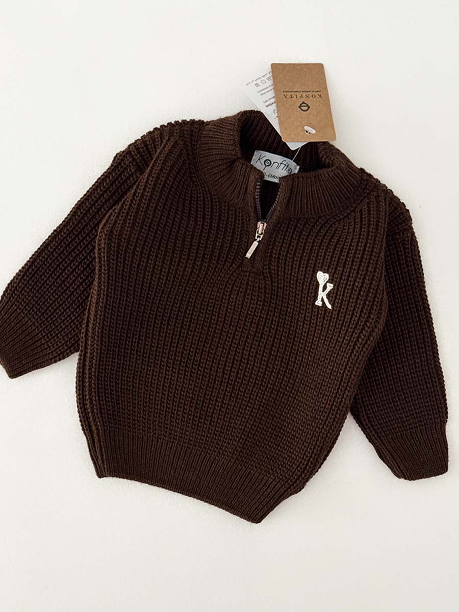 Pull Half-zip Marron