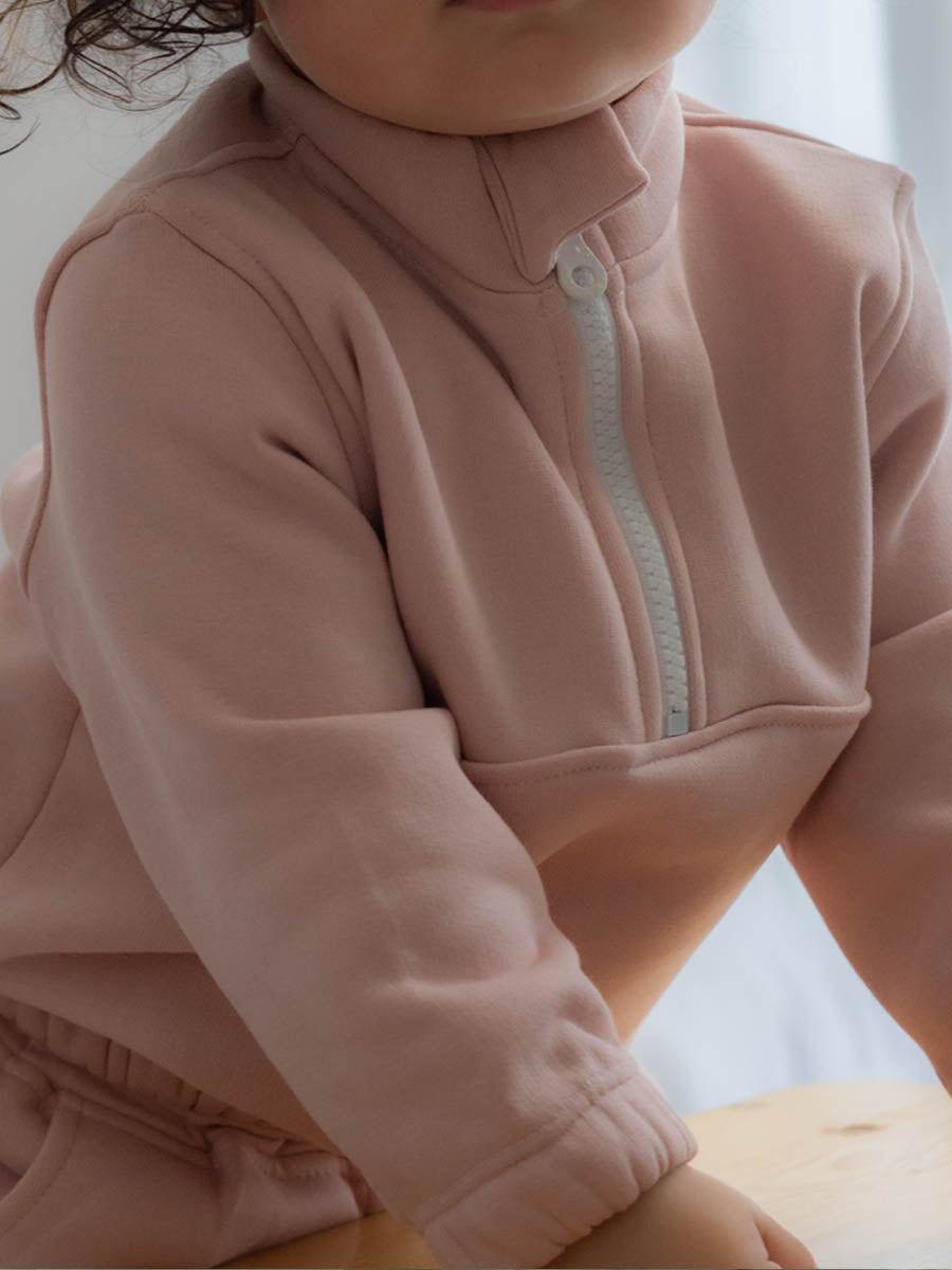 Ensemble Zip en Molleton Rose