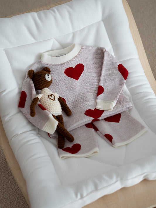 Ensemble Tricot Coeur Rouge