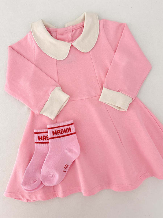 Robe Rose Jersey (avec une paire de chaussettes GRATUITE )