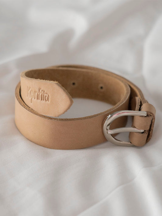 Ceinture en Cuir Beige