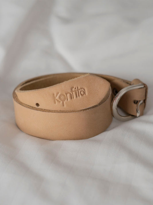 Ceinture en Cuir Beige