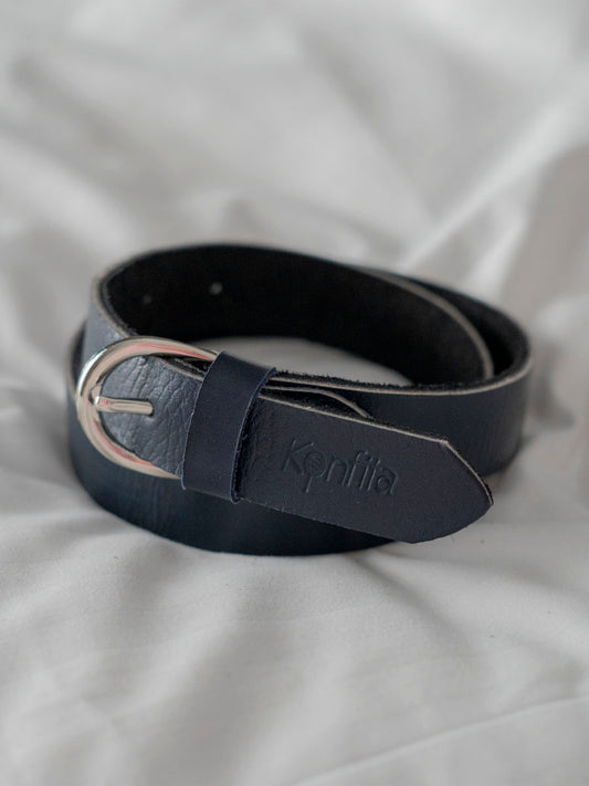 Ceinture en Cuir Bleu Marine