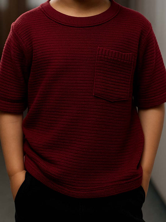Pull en Maille Ajourée Burgundy
