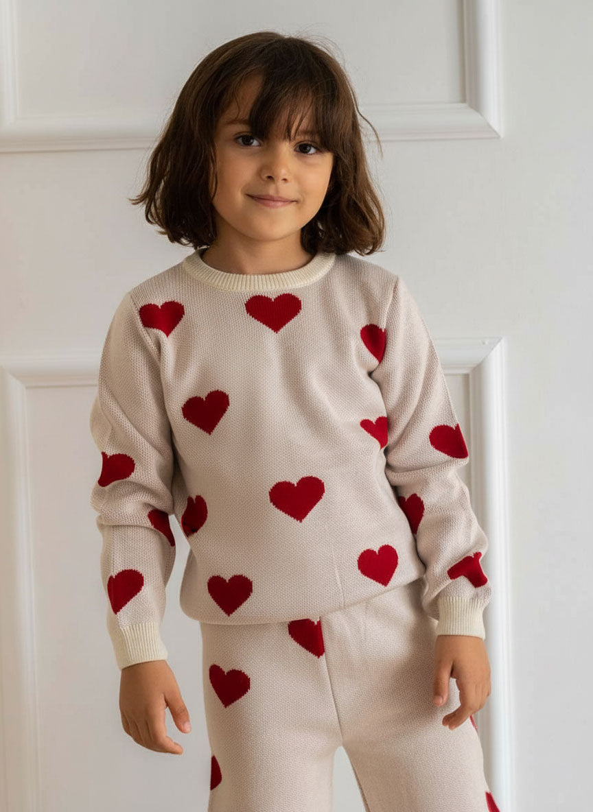 Ensemble Tricot Coeur Rouge