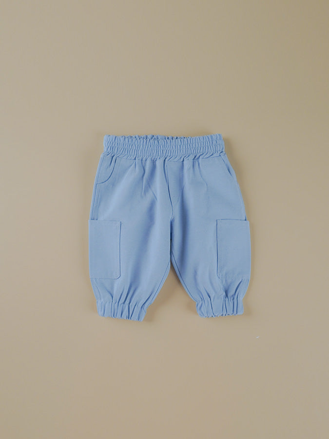 Pantalon Cargo Élastiqué Bleu Ciel