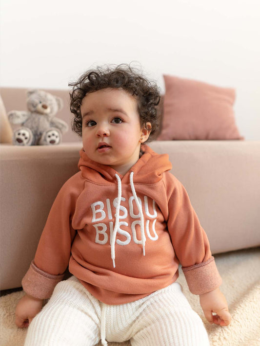 Hoodie Molletonnée Bisou Saumon