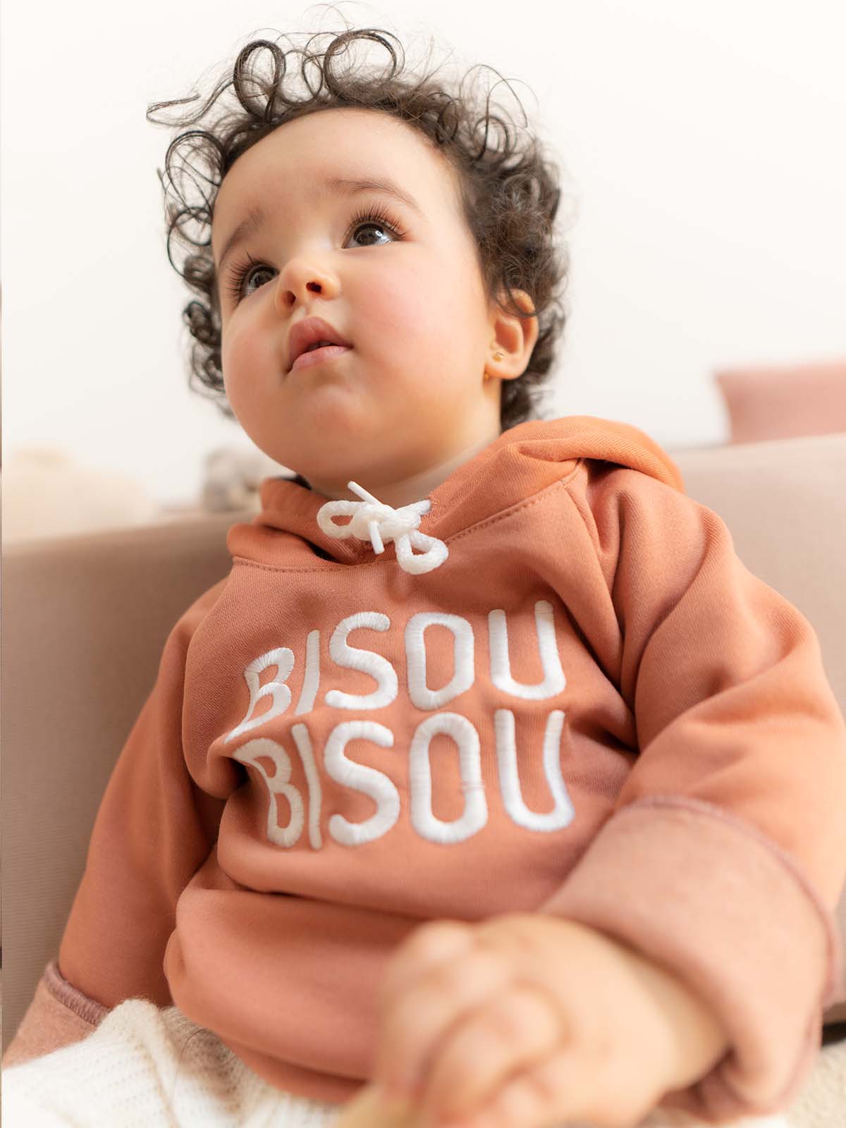 Hoodie Molletonnée Bisou Saumon