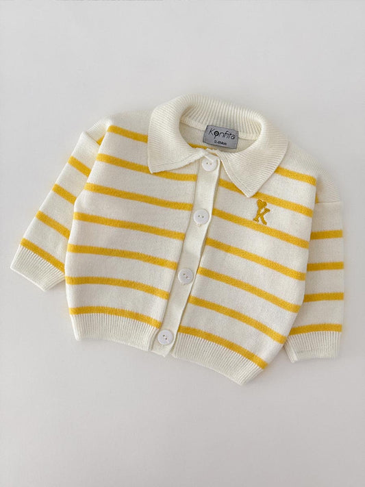 Gilet Tricot Rayé Jaune