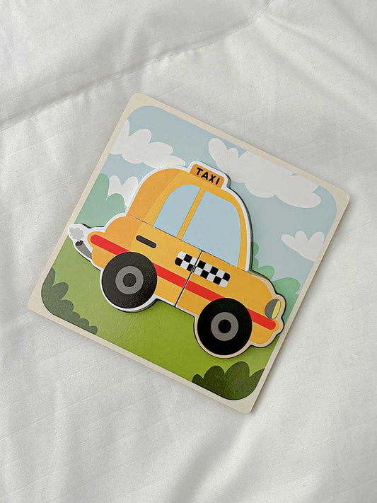 Puzzle en Bois – Taxi Jaune